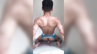 Horny asian bottom fucks hard dildo through his ass - 6 image