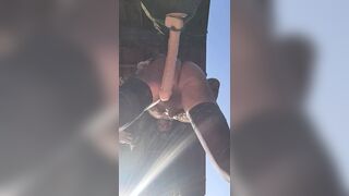 long dildo in outdoor ass - 1 image