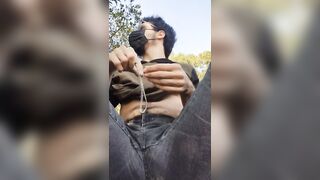 Outside home / Nipple fetish \ sex toy on my nipples