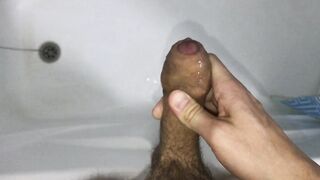 Young Hunk Is Wank Uncut Cock And Cum In Bath - 10 image