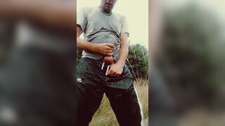 Long hard-on piss all over me trackies, Scallyoscar piss slave - 1 image