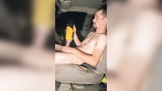 4K Jacking off and shooting cum in my truck! PUBLIC - 5 image