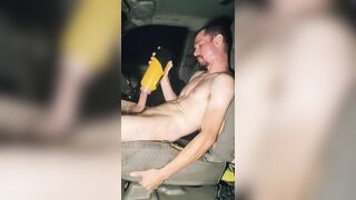 4K Jacking off and shooting cum in my truck! PUBLIC - 8 image
