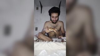 Hairy smoker Eating Pizza to become bigger - 7 image