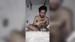Hairy smoker Eating Pizza to become bigger - 9 image