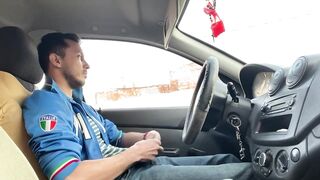 Gay jerk off in car, get caught, no cum. - 10 image