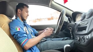 Gay jerk off in car, get caught, no cum. - 4 image