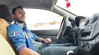 Gay jerk off in car, get caught, no cum. - 6 image