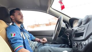 Gay jerk off in car, get caught, no cum. - 9 image