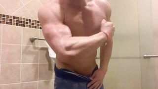 Jacked Alpha Male Flexes in Just Towel - 6 image