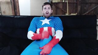 Captain America strips and cums - 4 image