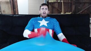 Captain America strips and cums - 5 image
