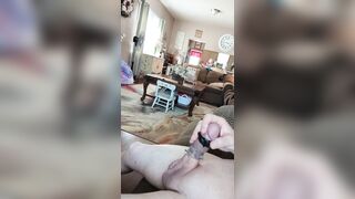 Stroking my old pathetic, useless, small daddy dick wearing cock rings - 8 image