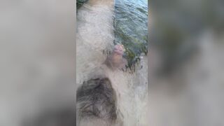 Getting naked by a river and cumming with a cock ring - naked walker - 1 image