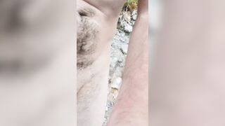 Getting naked by a river and cumming with a cock ring - naked walker - 9 image