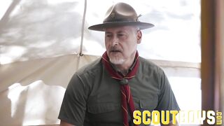 ScoutBoys - hot hung DILF scoutmaster barebacks three cute smooth boys - 4 image