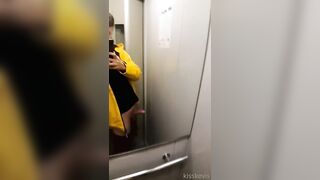 Sexy guy in sweatpants cums hard in the entrance. Jerk off in elevator - 10 image