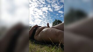 fat chubby guy getting hard boner on beach while sunbathing pov spy myself - 5 image