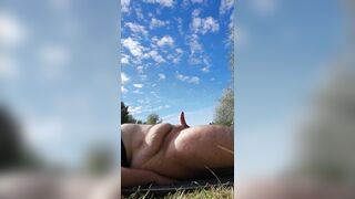 fat chubby guy getting hard boner on beach while sunbathing pov spy myself - 8 image