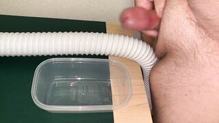 Fat Guy With A Small Penis Cumming And Pissing In A Plastic Pot - 4 image