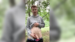 Teen boy after school jerk in the park and make cum masturbate in public - 5 image