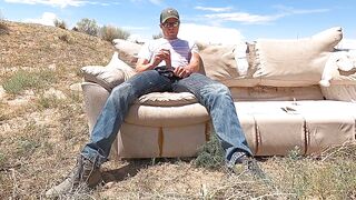 Public jeans wetting on an abandoned couch - 10 image