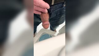 Old Man pissing in public urinal - 5 image