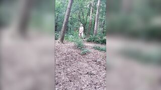 an older public outdoor woods exhibitionist jerking sexshow with cumshot - 3 image