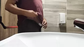 long pee like fountain in a public toilet