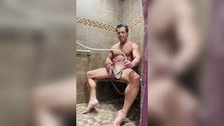 Mac Norwood Gooning in Wide Open Gym Shower Stall - 9 image