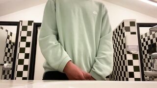 Risky Public Toilet Wank and Cum (Almost Caught!) - 4 image