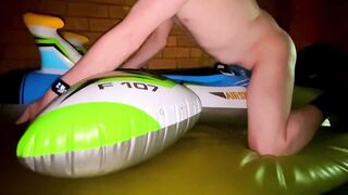 Blue Intex Air Strike plane fuck on waterbed