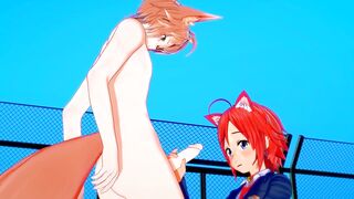 Yaoi - Catboy Handjob to Foxboy with cum in his face - 5 image