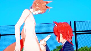 Yaoi - Catboy Handjob to Foxboy with cum in his face - 9 image