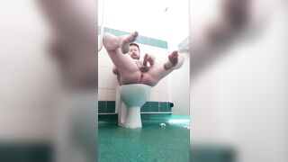 Naked wanking in a public restroom - 6 image