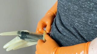 Cumshot With Latex Gloves And Cock Sheath - 7 image