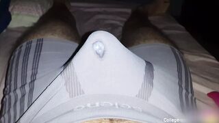 Solo masturbation with two vibrators at the same time, cum through underwear - 1 image