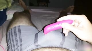 Solo masturbation with two vibrators at the same time, cum through underwear - 3 image