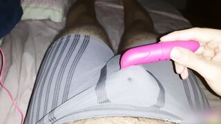 Solo masturbation with two vibrators at the same time, cum through underwear - 5 image