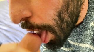 Quick blowjob after lunch with close-up cum eating - 9 image