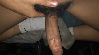 Jerking off my hairy cock till I cum - 1 image