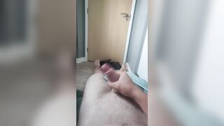 Teen wanking big cock in bathroom cum shot - 2 image