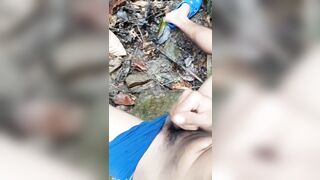 Playing with my dick while smoking in the jungle - 4 image