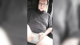 Chubby boy with smooth armpits cums in public parking lot - 4 image