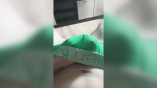 Jerking off a dick, green panties. - 8 image