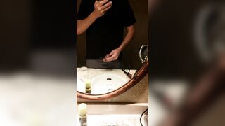 Big cum squirt in the mirror at home - 1 image