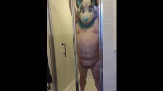 Furry Pissing in Shower - 1 image