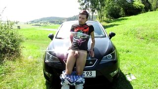 I piss in front of my car