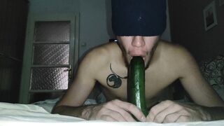 Deep sucking a huge cucumber - 9 image