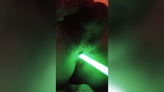 Sticking a glowstick up butt turned into Fucking myself with a glowstick - 1 image